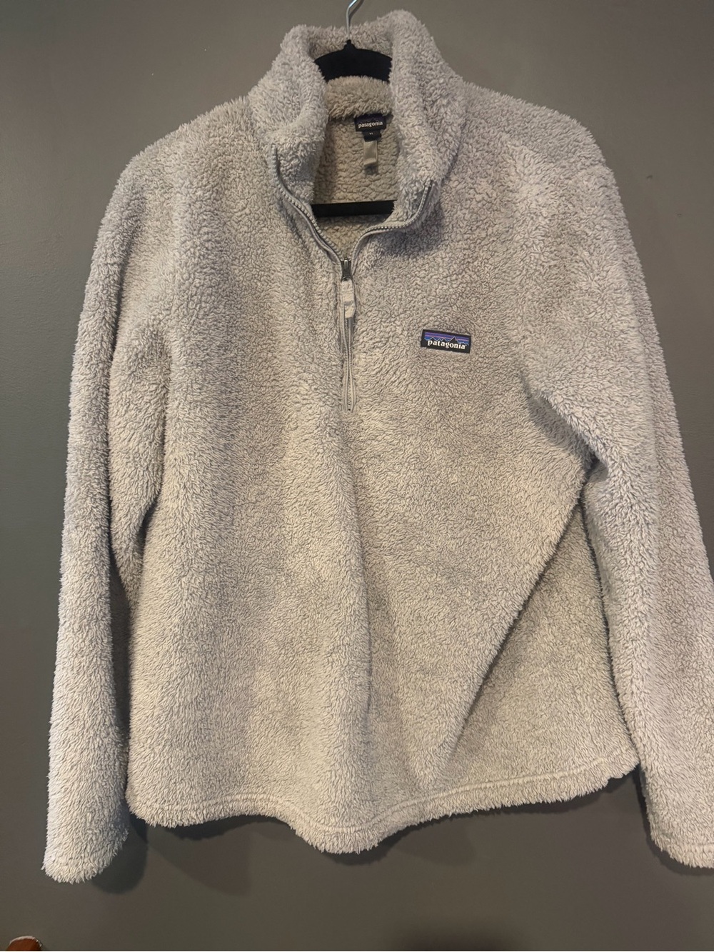 Patagonia Men’s Light Gray High-Pile Quarter-Zip Fleece Pullover